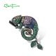 SANTUZZA 925 Sterling Silver Brooch Colorful Gemstone Lovely Chameleon Jewelry