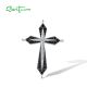 SANTUZZA 925 Sterling Silver Pendant Vintage Cross Black Spinel Fine Jewelry