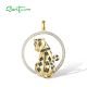 SANTUZZA 925 Sterling Silver Pendant White CZ Green Spinel Lapard Fine Jewelry