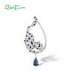 SANTUZZA 925 Sterling Silver Pendant White CZ Black Spinel Leopard Fine Jewelry