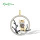 SANTUZZA 925 Sterling Silver Pendant White Chocolate CZ Owl Animal Fine Jewelry