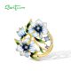 SANTUZZA 925 Sterling Silver Pendant Sparkling Spinel Enamel Little Blue Flower Jewelry