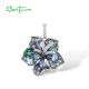 SANTUZZA 925 Sterling Silver Pendant Multi Gems Blue Lily Flower Jewelry