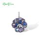 SANTUZZA 925 Sterling Silver Pendant Multi Gems Blue Orchid Flower Jewelry