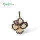 SANTUZZA 925 Sterling Silver Pendant White CZ Brown Spinel Orchid Flower Fine Jewelry