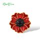 SANTUZZA 925 Sterling Silver Pendant Black Spinel Red Blossom Sun Flower Enamel Jewelry