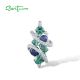 SANTUZZA 925 Sterling Silver Pendant Green Blue Spinel White CZ Pendant Gorgeous Trendy Fine Jewelry