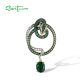 SANTUZZA 925 Sterling Silver Pendant Sparkling Black Green Spinel Snake Safari Animal Jewelry
