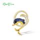 SANTUZZA 925 Sterling Silver Pendant Blue Nano White Cubic Zirconia Dolphin Fine Jewelry