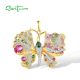 SANTUZZA 925 Sterling Silver Pendant Multi-Color Gems Butterfly Fine Jewelry