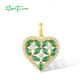 SANTUZZA 925 Sterling Silver Pendant Sparkling White CZ Green Spinel Heart Jewelry