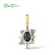 SANTUZZA 925 Sterling Silver Pendant Blue Spinel White CZ Delicate Solitaire Jewelry