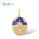 SANTUZZA 925 Sterling Silver Pendant White CZ Enamel Blue Sky&Sun Jewelry