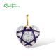 SANTUZZA 925 Sterling Silver Pendant White CZ Blue Heart Enamel Jewelry
