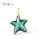 SANTUZZA 925 Sterling Silver Pendant Green Spinel Enamel Star Fish Summer New Jewelry