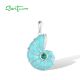 SANTUZZA 925 Sterling Silver Pendant Green Spinel Enamel Cute Sea Snail Summer New Jewelry