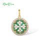 SANTUZZA 925 Sterling Silver Pendant Sparkling Green Spinel White CZ Jewelry