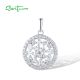 SANTUZZA 925 Sterling Silver Pendant Sparkling White CZ Exquisite Simple Round Jewelry