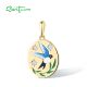 SANTUZZA 925 Sterling Silver Pendant Sparkling White CZ Enamel Blue Bird Jewelry