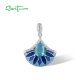 SANTUZZA 925 Sterling Silver Pendant Sparkling Blue Stone Enamel Jewelry