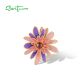 SANTUZZA 925 Sterling Silver Pendant Sparkling Purple & Pink Daisy Jewelry