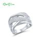 SANTUZZA 925 Sterling Silver Rings White Cubic Zirconia Jewelry