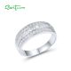 SANTUZZA 925 Sterling Silver Ring White Cubic Zirconia Classic Tapper Band Jewelry