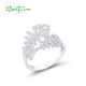 SANTUZZA 925 Sterling Silver Rings White Cubic Zirconia Fish Bone Animal Skeleton Jewelry