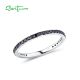 SANTUZZA 925 Sterling Silver Rings Black spinel Finger Stackable Fine Jewelry