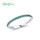 SANTUZZA 925 Sterling Silver Rings Green Spinel Finger Stackable Fine Jewelry