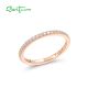 SANTUZZA 925 Sterling Silver Rings White Cubic Zirconia Rose Gold Plated Finger Stackable Jewelry