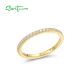 SANTUZZA 925 Sterling Silver Rings White CZ Yellow Gold Plated Finger Stackable Fine Jewelry