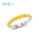 SANTUZZA  925 Sterling Silver White Cubic Zirconia Stackable Ring Jewelry Yellow Enamel