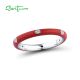 SANTUZZA 925 Sterling Silver White Cubic Zirconia Stackable Ring Jewelry Red Enamel