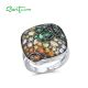 SANTUZZA Silver Ring 925 Sterling Silver Sparkling Colorful Stones Classical Square Jewelry