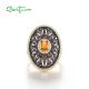 SANTUZZA 925 Sterling Silver Rings Chocolate CZ Flower Oval Jewelry