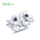 SANTUZZA 925 Sterling Silver Rings Blue Stones White CZ Handmade Enamel Flower Ring Fine Jewelry