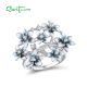 SANTUZZA 925 Sterling Silver Rings White Cubic Zirconia Handmade Enamel Flower Ring Fine Jewelry