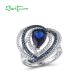 SANTUZZA Silver Ring 925 Sterling Silver Heart Blue Stones Jewelry