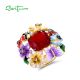 SANTUZZA 925 Sterling Silver Rings Colorful Flowers Ladybug Red Enamel Jewelry