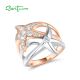 SANTUZZA 925 Silver Rings Sterling Silver White CZ Rose Gold Plated Twinkle Star Geometric Jewelry