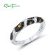 SANTUZZA Silver Rings For Women Pure 925 Sterling Silver Black Spinel Yellow White Cubic Zirconia Glamorous Trendy Fine Jewelry