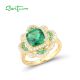SANTUZZA 925 Sterling Silver Rings Square Green Spinel White CZ Flower Fine Jewelry