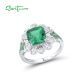 SANTUZZA 925 Sterling Silver Rings Square Green Spinel White CZ Flower Fine Jewelry