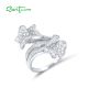 SANTUZZA 925 Sterling Silver Rings White Cubic Zirconia Flower Fine Jewelry