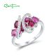 SANTUZZA 925 Sterling Silver Rings Created Pink Sapphire Ruby White CZ Fine Jewelry