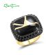 SANTUZZA 925 Sterling Silver Rings Gold Color Black Spinel Edgy Handmade Enamel Ring Jewelry
