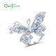 SANTUZZA 925 Sterling Silver Rings Blue Spinel White CZ Butterfly Ring Fine Jewelry