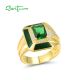 SANTUZZA 925 Sterling Silver Enamel Rings Green Stones White CZ Solitaire Ring Fine Jewelry