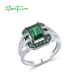 SANTUZZA 925 Sterling Silver Rings Green Spinel White CZ Solitaire Ring Jewelry